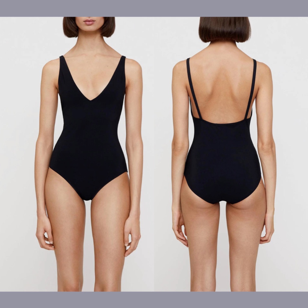 New Totme [ Xl ] Deep V-Neck One Piece Swimsuit In Black
